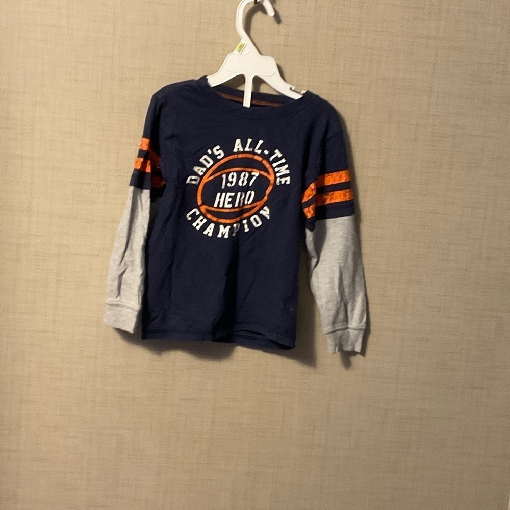 Carter's Navy and Gray Long Sleeve Tee with Orange Accents
